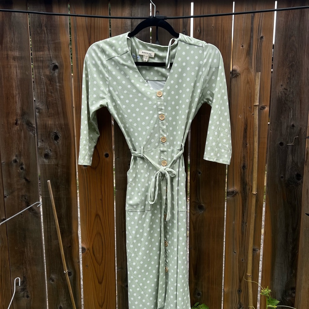 Mint green polka dot dress